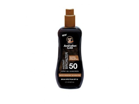 AUSTRALIAN GOLD SPF 50 SPRAY GEL WITH BRONZER, apsaugos nuo saulės pienelis su bronzantais, 237ml